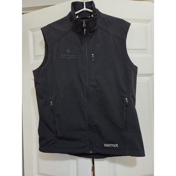 Marmot Approach Performance Softshell Full Zip Vest Black Four Seasons Logo, Lge - Picture 1 of 9